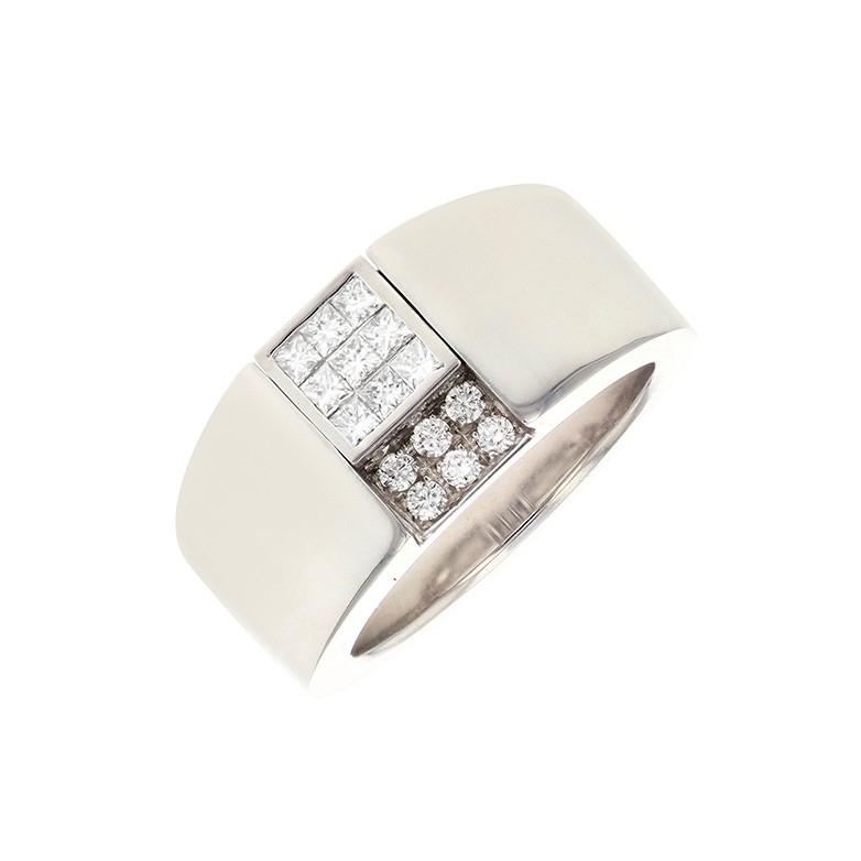 Bague diamants 0.49 carat or blanc 17.30g Bon état -  reconditionné disponible sur Gemme Les Bijoux